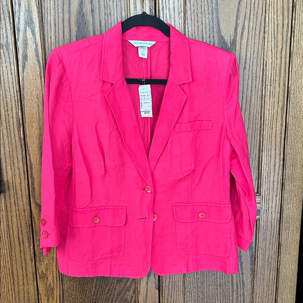 Christopher & Banks Hot Pink Linen‎ Blazer Professional Office Women’s small